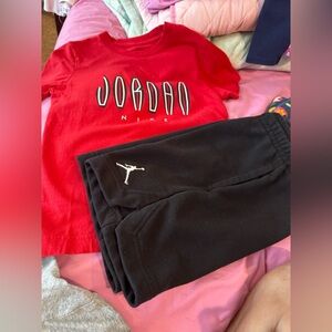 Jordan Kids Red Tee and Black Shorts